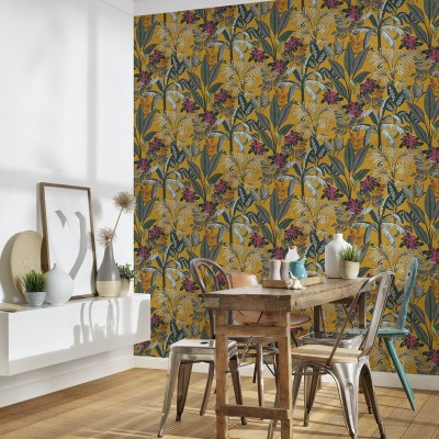 Papel de parede Paraíso Tropical Ocre 2