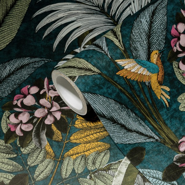 Papel pintado Paraíso Tropical Azul Papel pintado Paraíso Tropical Azul