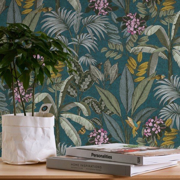 Papel de parede Paraíso Tropical Azul