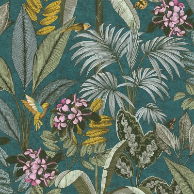 Papel pintado Paraíso Tropical Azul Papel pintado Paraíso Tropical Azul