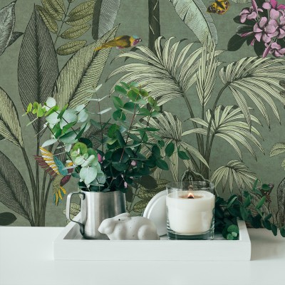 Papel pintado Paraíso Tropical Verde Papel pintado Paraíso Tropical Verde