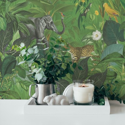 Papel pintado Tropical Safari Verde Vivo 2