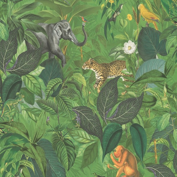 Papel pintado Tropical Safari Verde Vivo