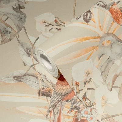 Papel pintado Loros Naranjas Papel pintado Loros Naranjas