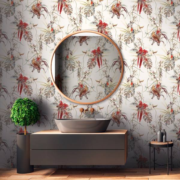 Papel pintado Loros Rojos Papel pintado Loros Rojos