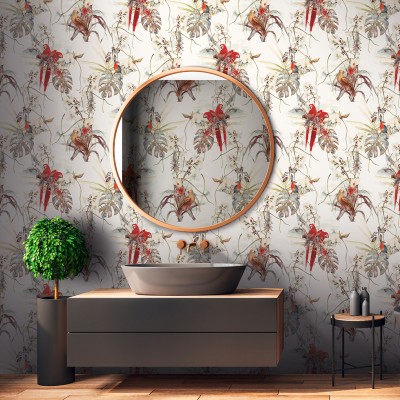 Papel pintado Loros Rojos Papel pintado Loros Rojos