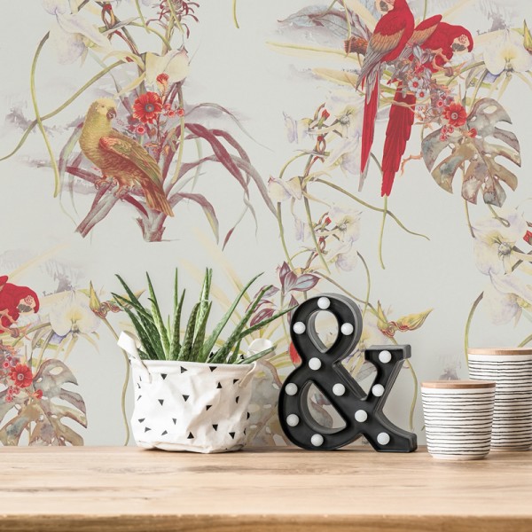 Papel pintado Loros Rojos Papel pintado Loros Rojos