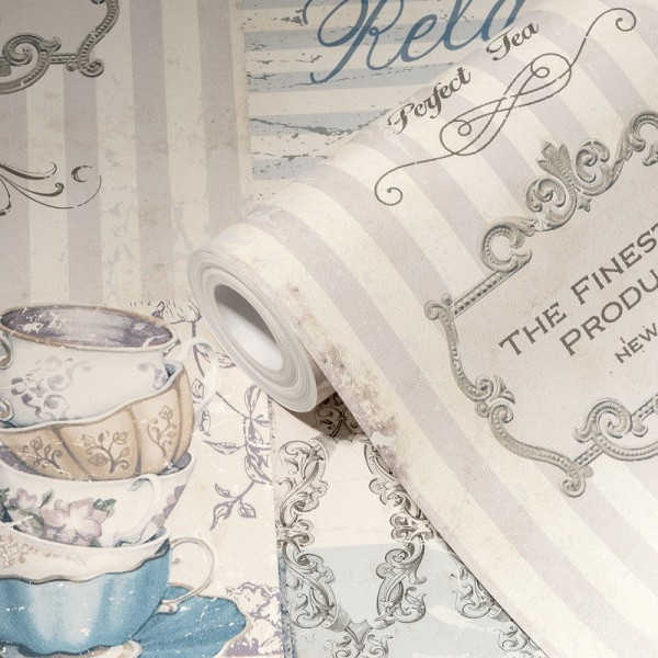 Papel de parede Vintage Cozinha Azul Papel de parede Vintage Cozinha Azul