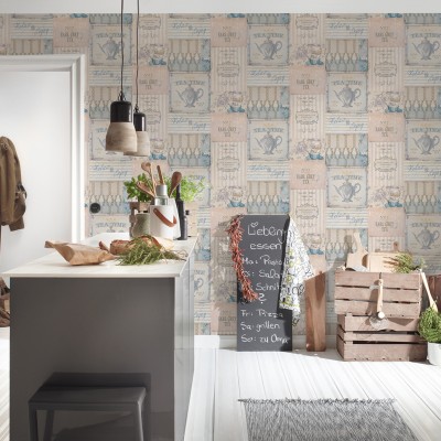 Paper pintat Vintage Cuina Blau