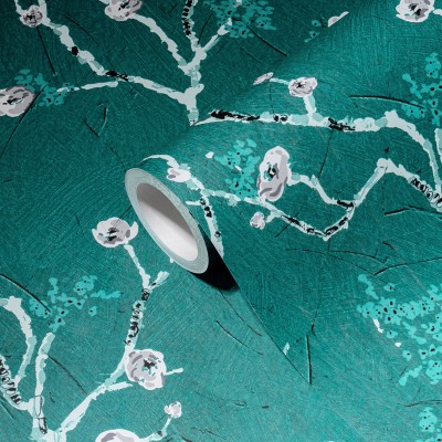 Paper pintat Floral Amb Branques Blau Turquesa Paper pintat Floral Amb Branques Blau Turquesa