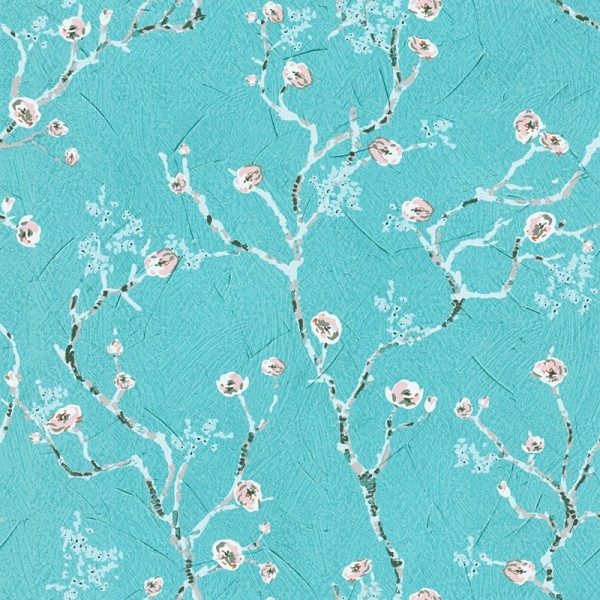 Papel pintado Floral con Ramas Azul