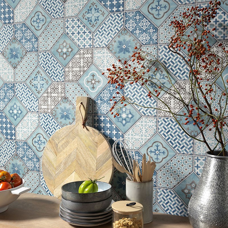 Papel pintado azulejo cocina