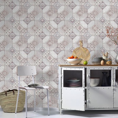 Papel pintado AZULEJOS HIDRÁULICO MARRÓN 2