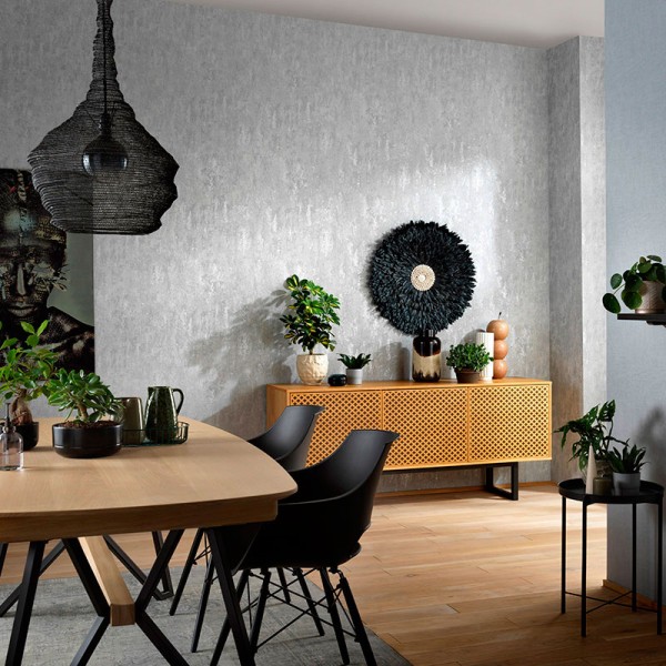 Papel de parede TEXTURA DESGASTADA PRATA E CINZA Papel de parede TEXTURA DESGASTADA PRATA E CINZA