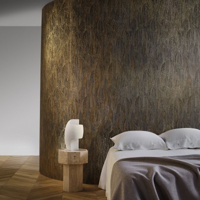 Papel de parede de FOLHAS DE EUCALIPTO MARROM AZUL DOURADO 2