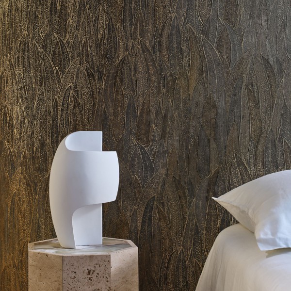 Papel pintado HOJAS DE EUCALIPTO MARRÓN AZULADO DORADO Papel pintado HOJAS DE EUCALIPTO MARRÓN AZULADO DORADO