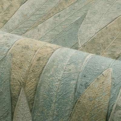 Papel pintado HOJAS DE EUCALIPTO VERDE AGUA Y MARRÓN Papel pintado HOJAS DE EUCALIPTO VERDE AGUA Y MARRÓN