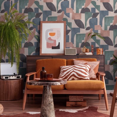 Papel de parede FORMAS GEOMÉTRICAS TAUPE AQUA