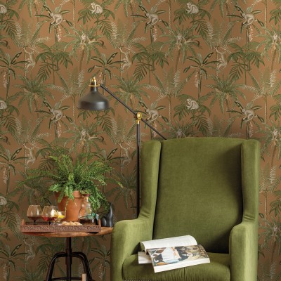 Papel de parede MACACOS MARROM Papel de parede MACACOS MARROM