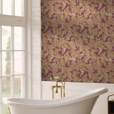 Papel pintado HOJAS ELEGANTES BURDEOS Papel pintado HOJAS ELEGANTES BURDEOS