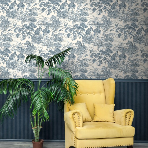 Papel de parede JAPONÊS TSURU AZUL