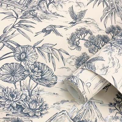 Papel pintado JAPONÉS GRULLA AZUL