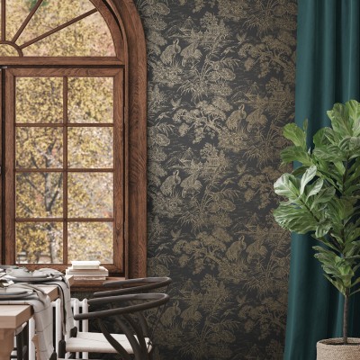 Papel pintado JAPONÉS GRULLA DORADO 2