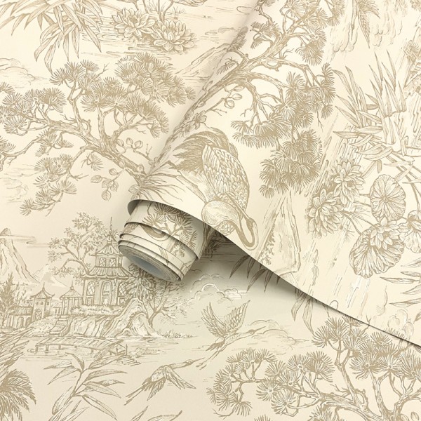 Papel pintado JAPONÉS GRULLA BEIGE Papel pintado JAPONÉS GRULLA BEIGE