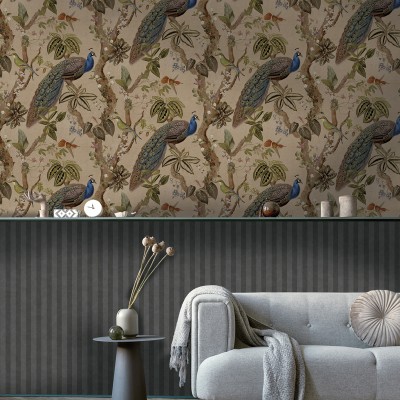 Papel pintado PAVOS REALES BEIGE 2