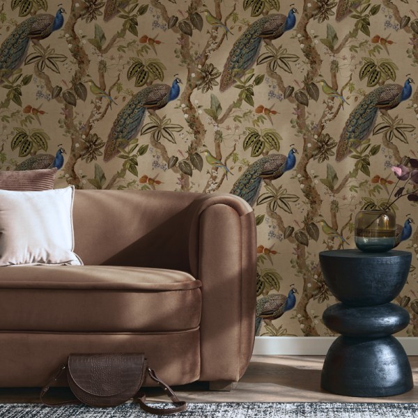 Papel pintado PAVOS REALES BEIGE