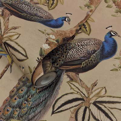 Papel de parede PAVÃO BEGE