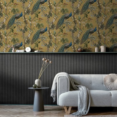 Papel pintado PAVOS REALES OCRE