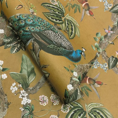 Papel pintado PAVOS REALES OCRE