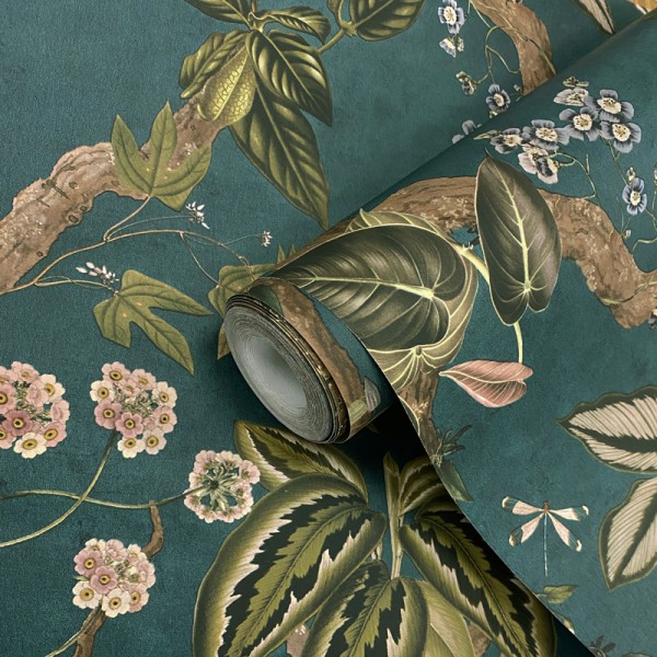 Papel de parede PAVÃO VERDE ÁGUA