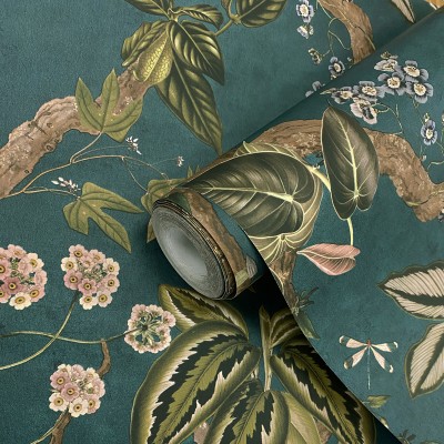 Papel de parede PAVÃO VERDE ÁGUA