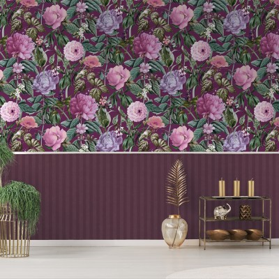 Papel de parede BOTÂNICO FLORAL BORGONHA