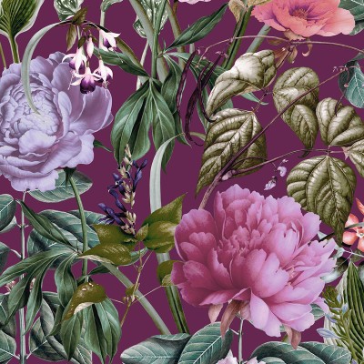 Paper pintat BOTÀNIC FLORAL BORDEUS Paper pintat BOTÀNIC FLORAL BORDEUS