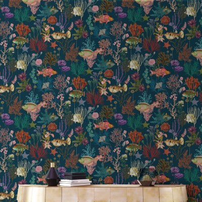 Papel pintado VIDA MARINA AZUL MARINO 2