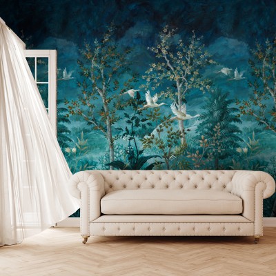 Paper pintat MURAL MIDNIGHT CANOPY