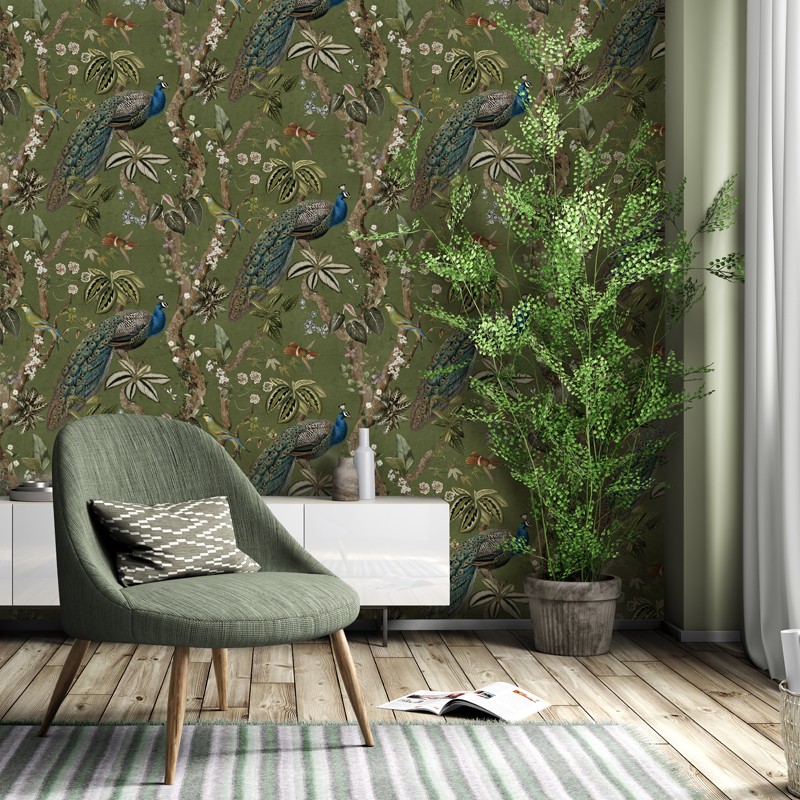 Papeles pintados naturaleza tropical con aves