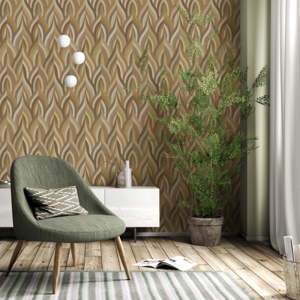 Papel pintado ARABESCO NARANJA Y MARRÓN Papel pintado ARABESCO NARANJA Y MARRÓN