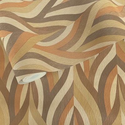 Papel pintado ARABESCO NARANJA Y MARRÓN Papel pintado ARABESCO NARANJA Y MARRÓN