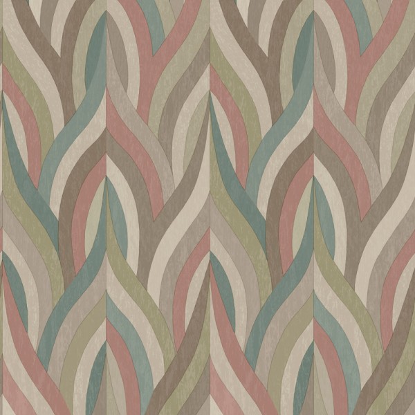 Papel pintado ARABESCO ROSA, VERDE Y AQUA