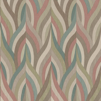 Papel de parede ARABESCO ROSA, VERDE E AQUA