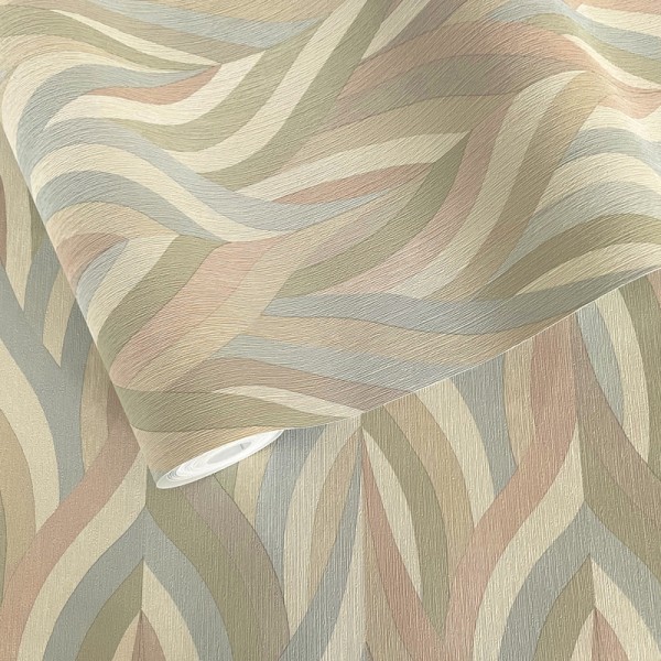 Paper pintat ARABESC VINTAGE ROSA, VERD I BLAU