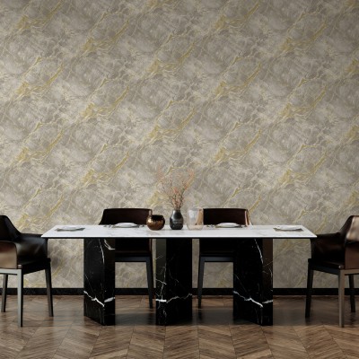 Papel de parede MÁRMORE CINZA E DOURADO 2