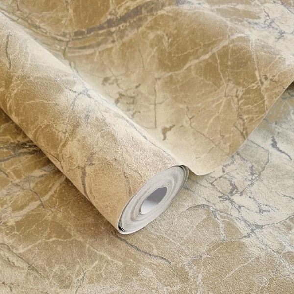 Papel de parede MÁRMORE BEGE E PRATA