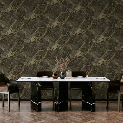Papel de parede MÁRMORE PRETO E DOURADO 2