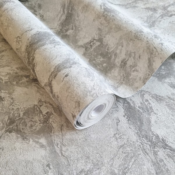 Papel de parede MÁRMORE PEDRA NATURAL CINZA E PRATA