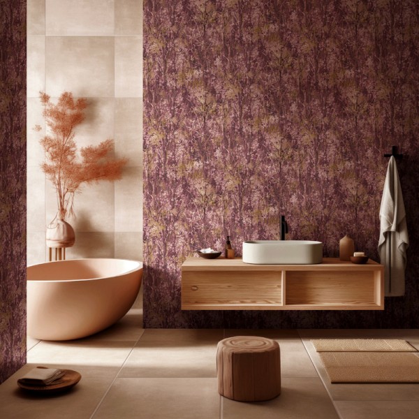 Papel pintado RAMAS ÁRBOLES BURDEOS